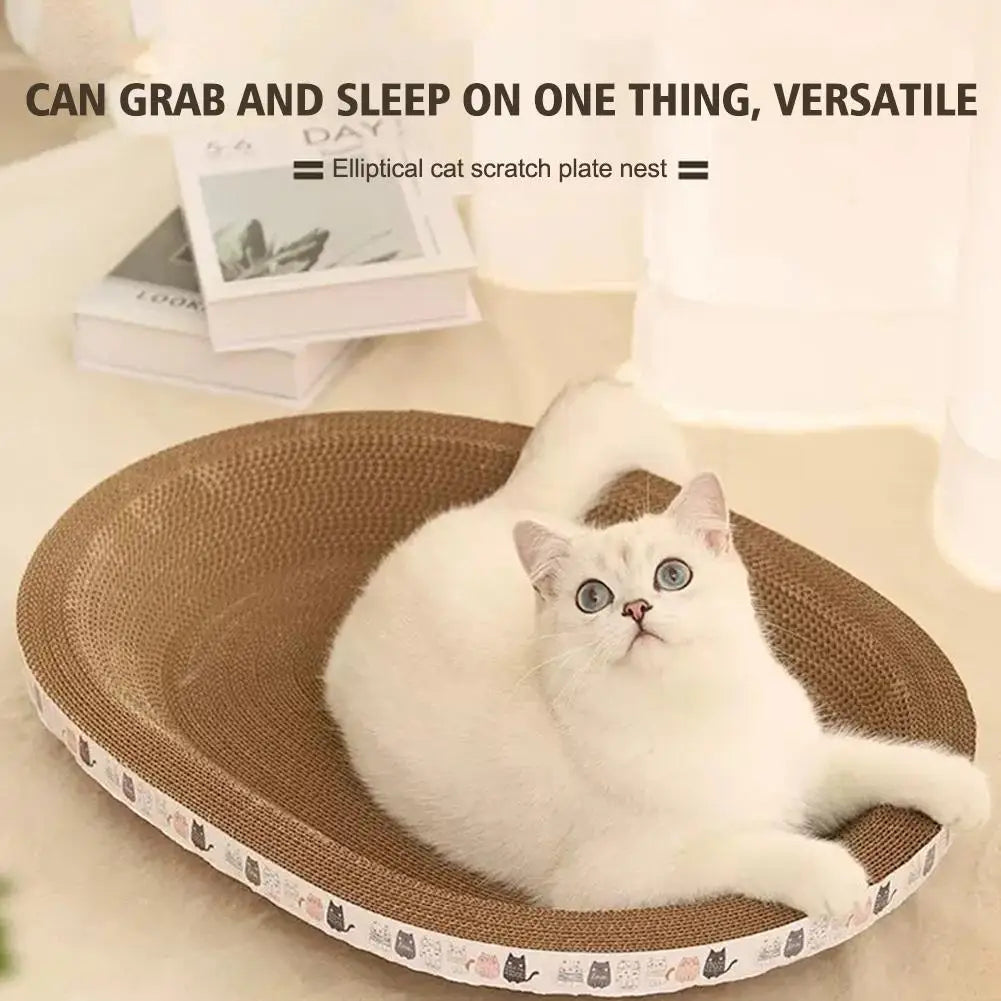 Corrugated Cat Scratcher Cat Scrapers Round Oval Grinding Claw Toys for Cats Wear-Resistant Cat Bed Nest Interactive Accessories Zpaxo