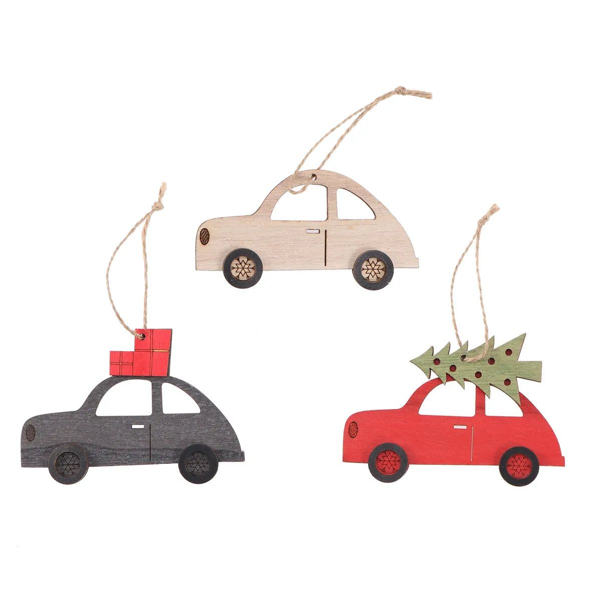 Adorable Wooden Car Pendant Christmas Hanging Decor Festive Indoor