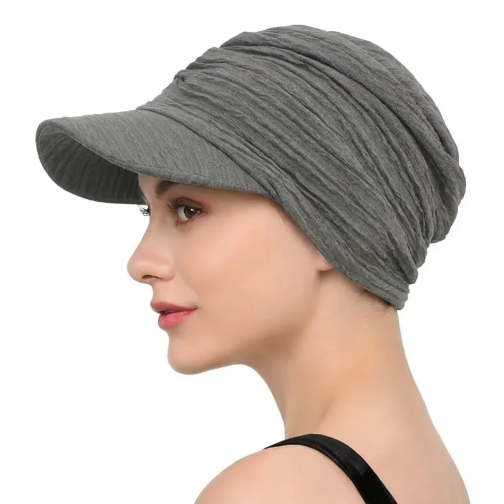 Simple Solid Color Headwraps Hat Wide Brim Casual Sun Hat Baseball Hijab Cap Women Zpaxo