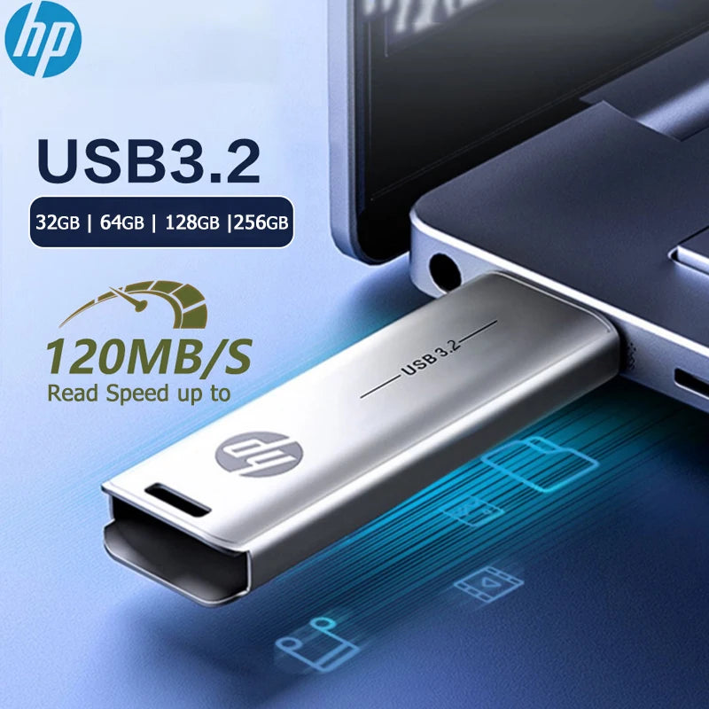 HP USB3.2 Flash Drive 32GB 64GB Metal USB Pendrive 128GB 256GB Creative Personality Car Music High-Speed U Disk Zpaxo