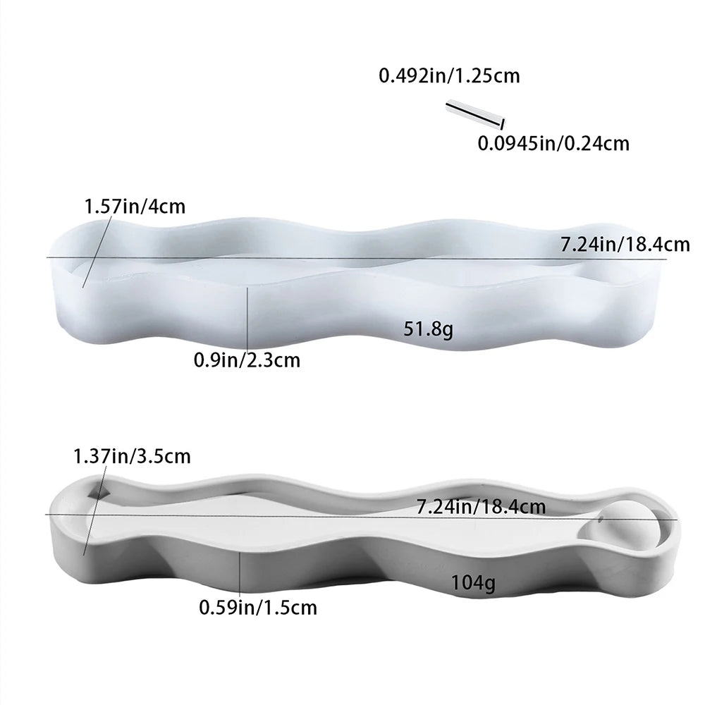 Wave Long Incense Tray Silicone Mold Set DIY Scented Stick Stand Incense Holder Plaster Art Craft Making Resin Mold Home Decor Zpaxo