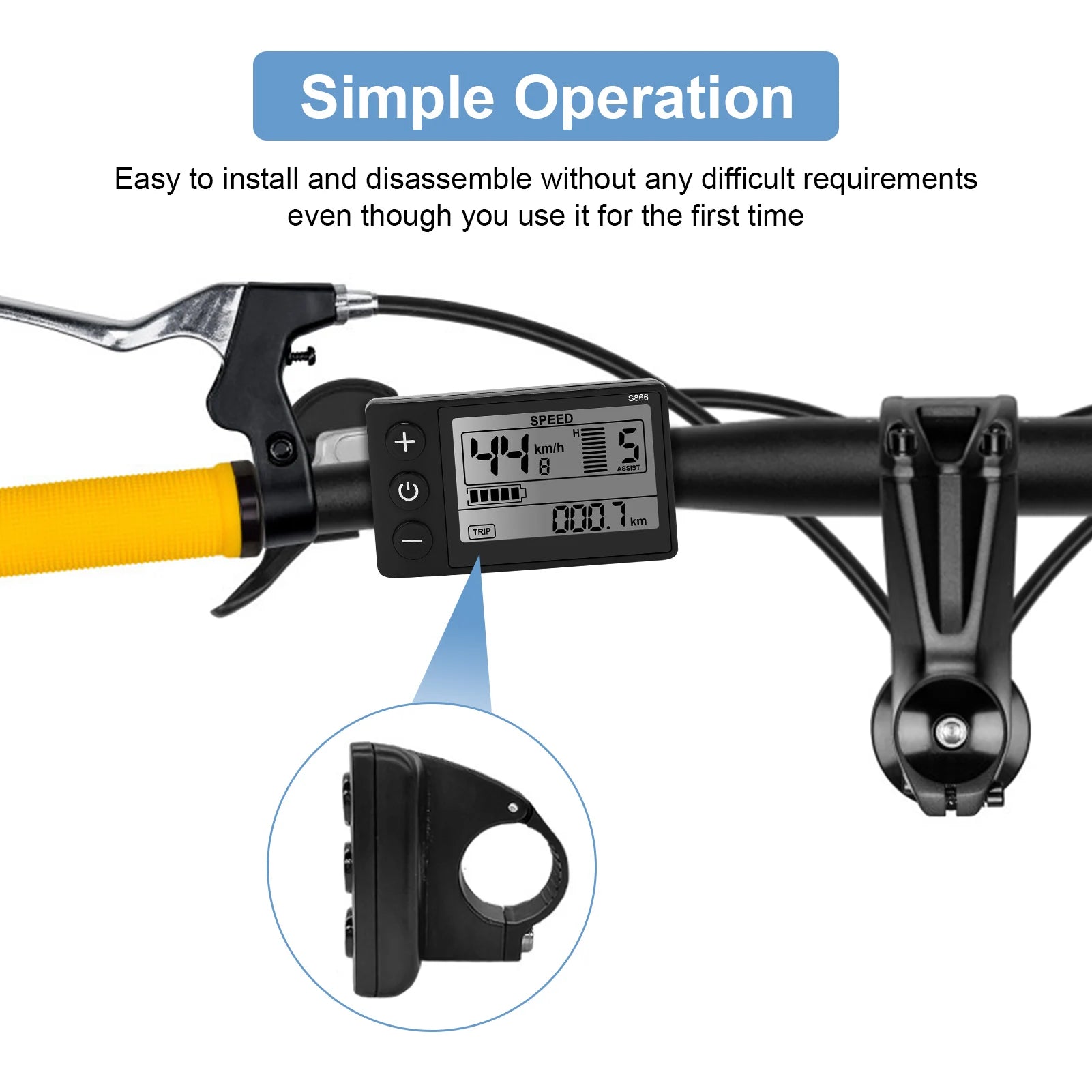 Bike Instrument S866 LCD Display Speedometer Odometer Handlebar 24V
