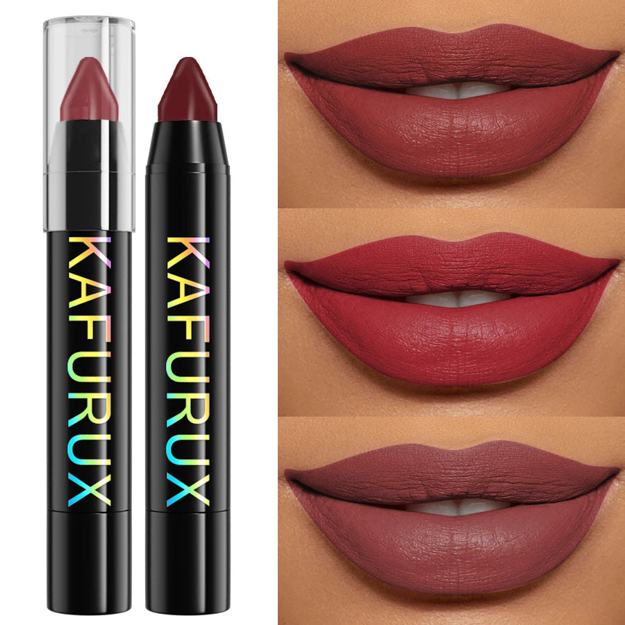 15-Color Velvet Matte Lipstick Pencil Waterproof Red Brown Pink Long