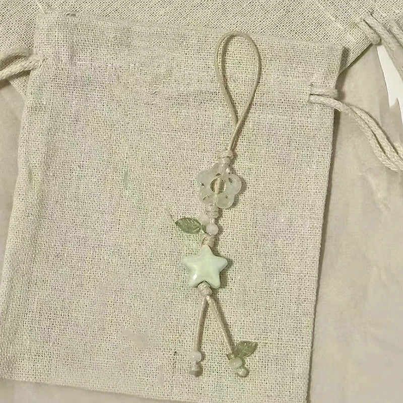 Cute Star Flower Phone Charm Strap Kawaii Ceramic Beaded Lanyard Zpaxo A2
