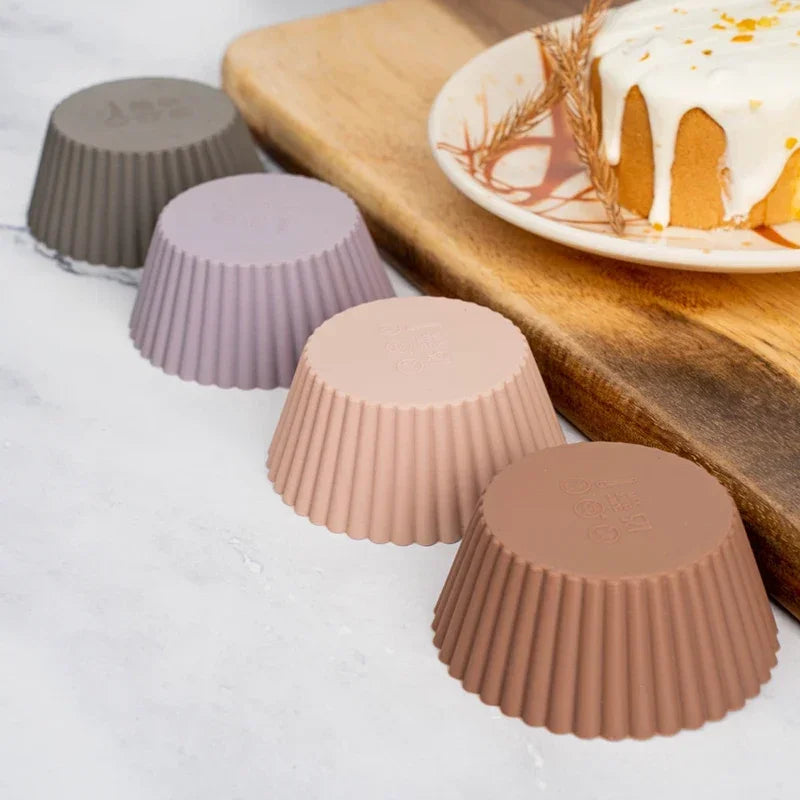 4/8/12pcs Muffin Silicone Cup Liners Cupcake Mold High Temperature Resistant Reusable Baking Wedding Birthday Party Decorations Zpaxo