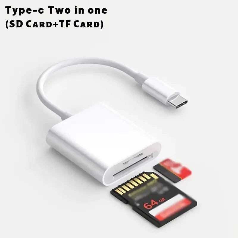1 C SD TF USB Card Reader OTG Adapter Speed Iphone 15 Laptop Android Zpaxo Type C 2 in 1