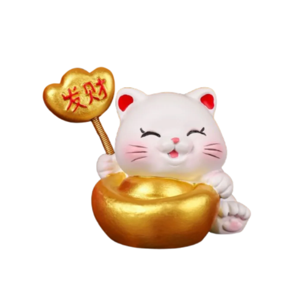Cute Lucky Wealth Cat Statue Mascot Resin Crafts Fortune Kitten Figurine Cartoon Chinese Style Mini Cat Figurine Party Supplies Zpaxo Style 4