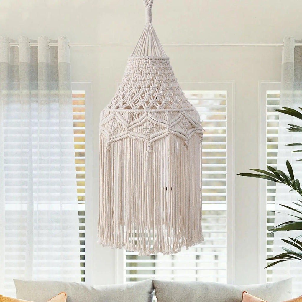 Macrame Lamp Shade – Handwoven Boho Cotton Rope Pendant Light Macrame Lamp Shade Zpaxo