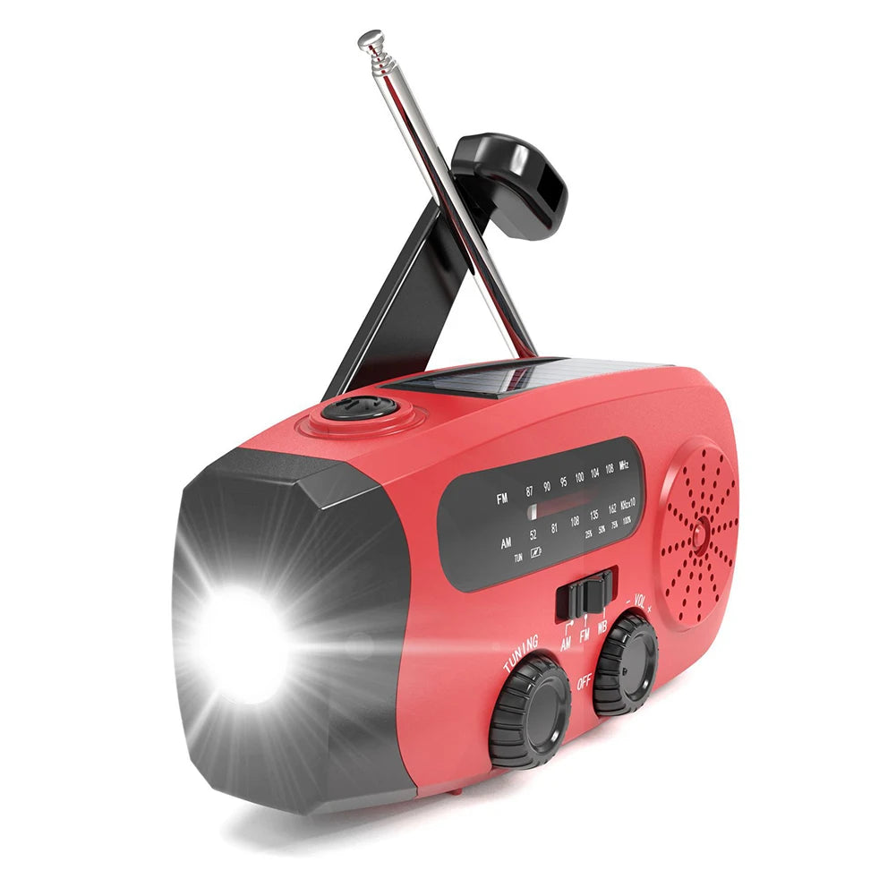 2000mAh Portable Solar Hand Crank Radio Multifunctional USB FM AM WB