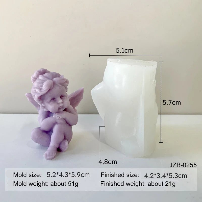 3D Angel Candle Silicone Mold DIY Aromatherapy Soap Candles Wax Plaster Polymer Clay Craft Ornament Making Mold Home Decor Zpaxo JZB-0255