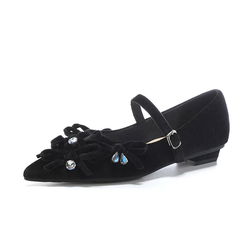 Flat Shoes for Women New Pointed Toe Rhinestones Shallow Soled Scoop Shoes Plus Size Women's Shoes 41 42 43 Zapatillas Mujer Zpaxo
