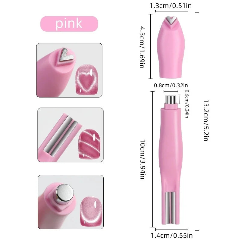 3 in 1 Cat Eye Nail Magnetic Stick Love Heart Snake Pattern French Cat Eye Nail Magnet UV Gel Polish Effect Manicure Design Tool Zpaxo