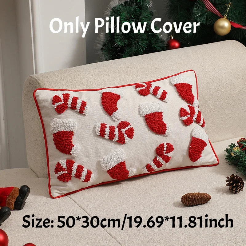 Canvas Tufting Pillow Cover Sofa Decoration Xmas Home Chair Cushion Zpaxo Hatandsock 50X30 See below for size descriptions