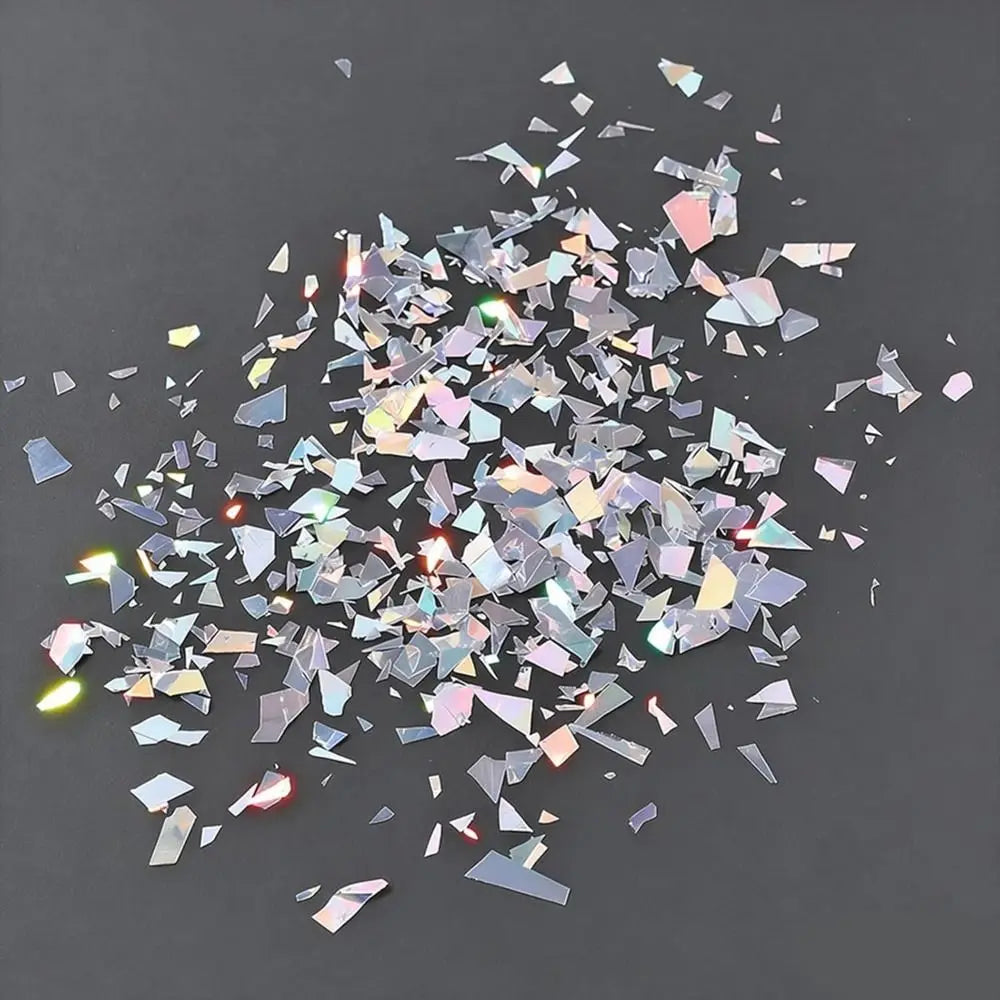 Aurora Nail Glitters Laser Silver Iridescent Glitter Chunky Sparkly Zpaxo
