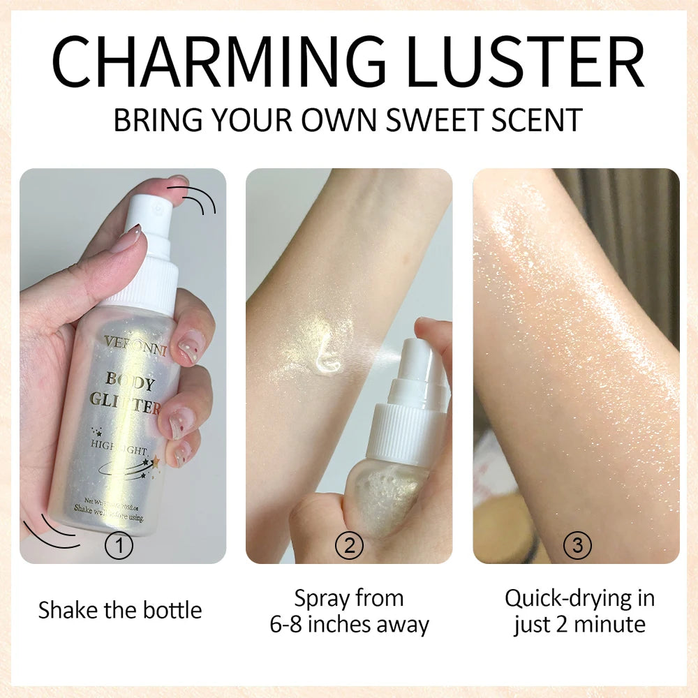 Liquid Body Highlighting Shimmer Oil Makeup 4 Glitter Spray Lotion Zpaxo