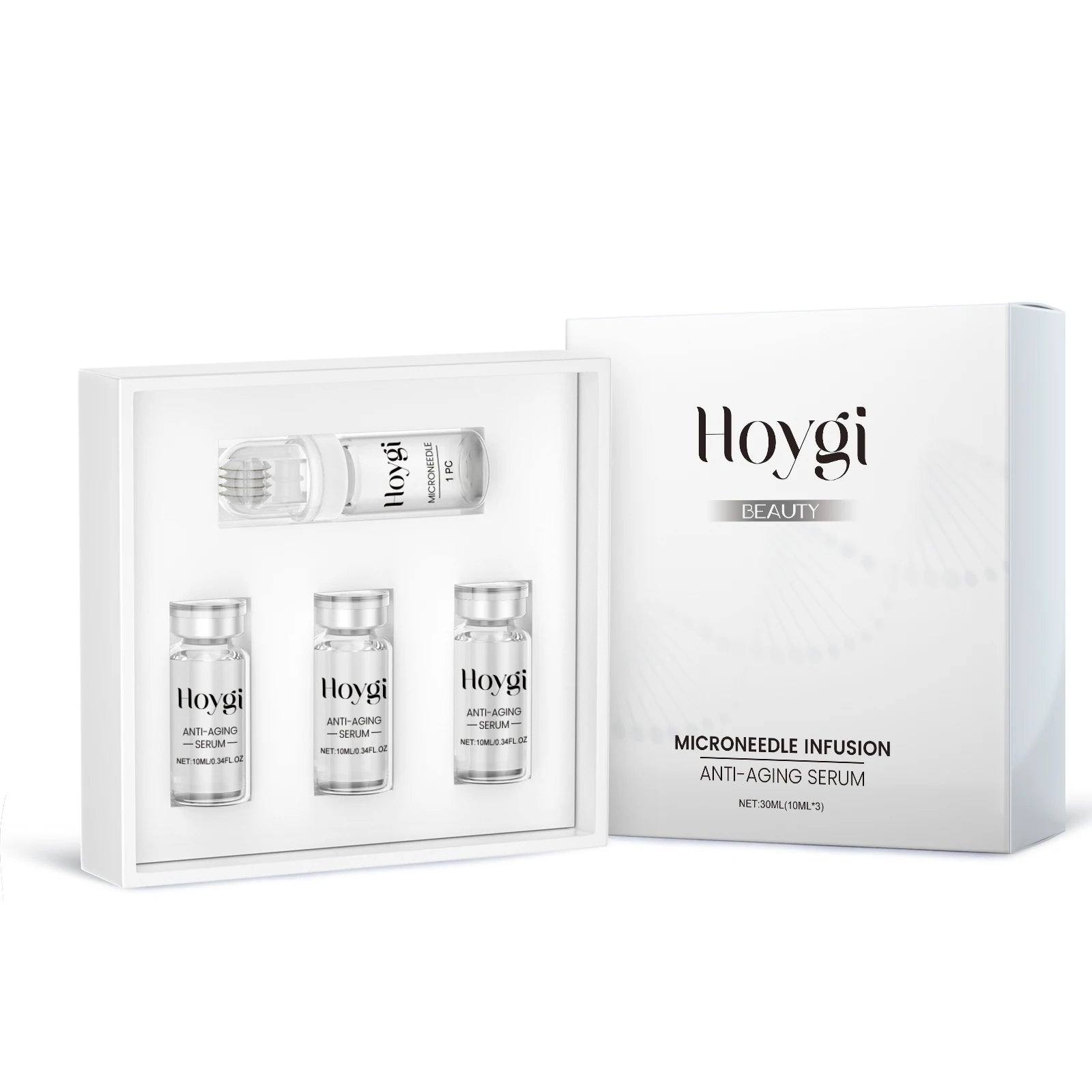 Hoygi Hyaluronic Acid Microneedle Roller Set – Anti-Aging Serum Microneedle Roller Serum Set Zpaxo 1 Boxed