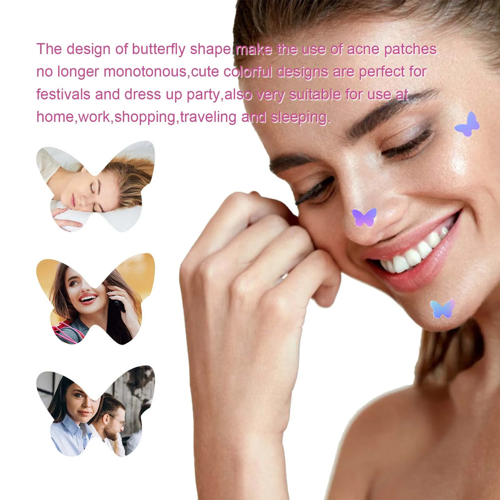 Pimple Patches for Face Cute Butterfly Shaped Acne Patches Hydrocolloid Cute Zit Stickers Parches Para Acne Zpaxo