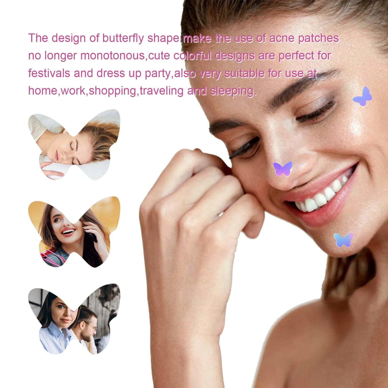 Pimple Patches for Face Cute Butterfly Shaped Acne Patches Hydrocolloid Cute Zit Stickers Parches Para Acne Zpaxo