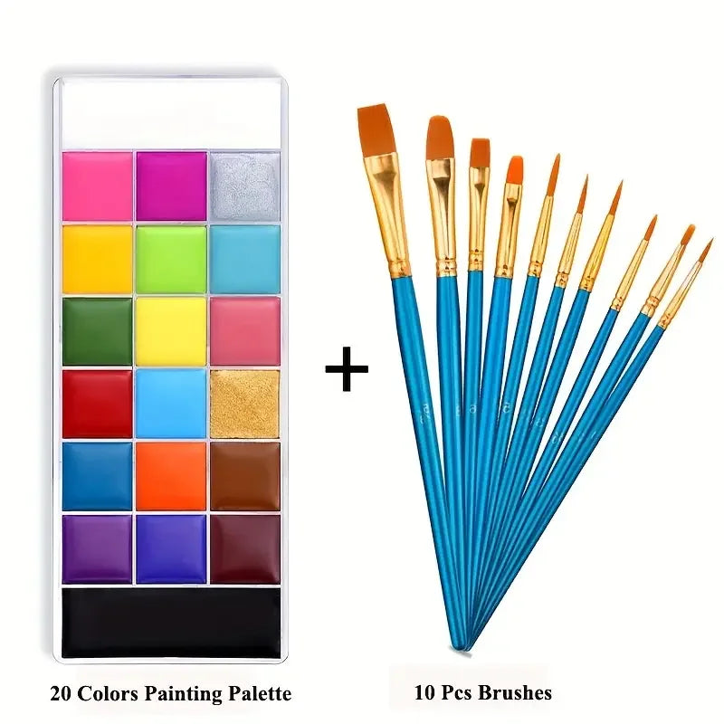 20 Face Body Paint Palette Long Lasting Safe Oil Painting Halloween Zpaxo SET A