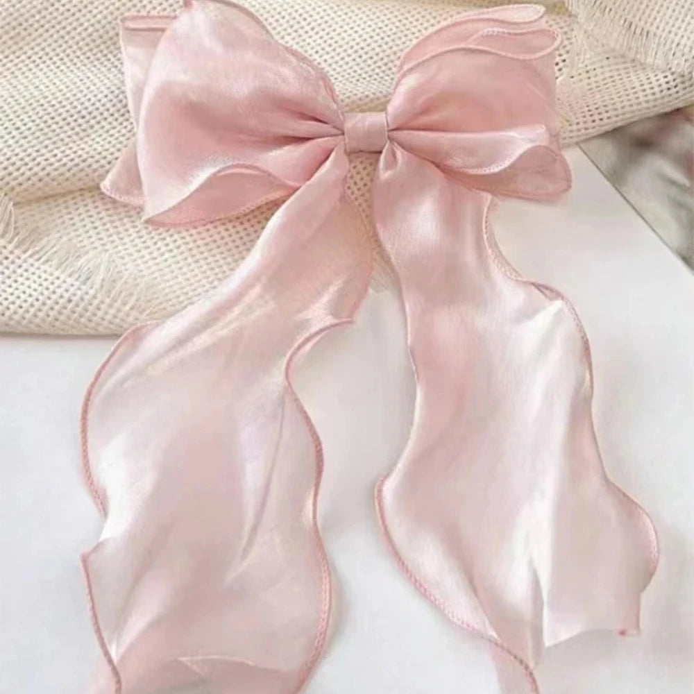 Black Organza Bow Fluttering Ribbon Hair Clips for Women French Female Headdress Large Hair Clips Girl Hair Accessories Hairgrip Zpaxo