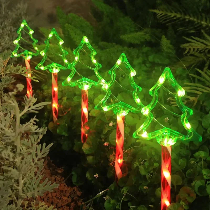 Solar Powered Ground Stick Crutch Lights String Christmas Outdoor Zpaxo