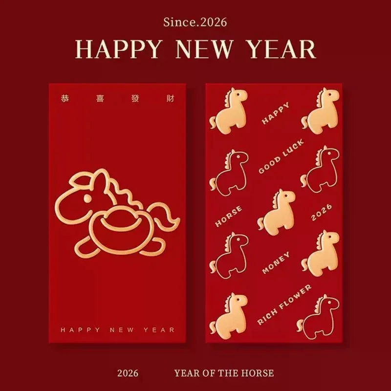 New Year Of The Horse Lucky Red Envelope - High-end Creative Gold Foil Stamping - Chinese New Year Red Envelope Bag Zpaxo