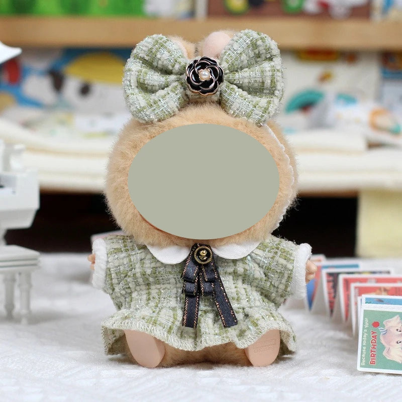 Labubu Black & White Plaid Dress Set – DIY Mini Doll Clothes Doll Clothing Set Zpaxo