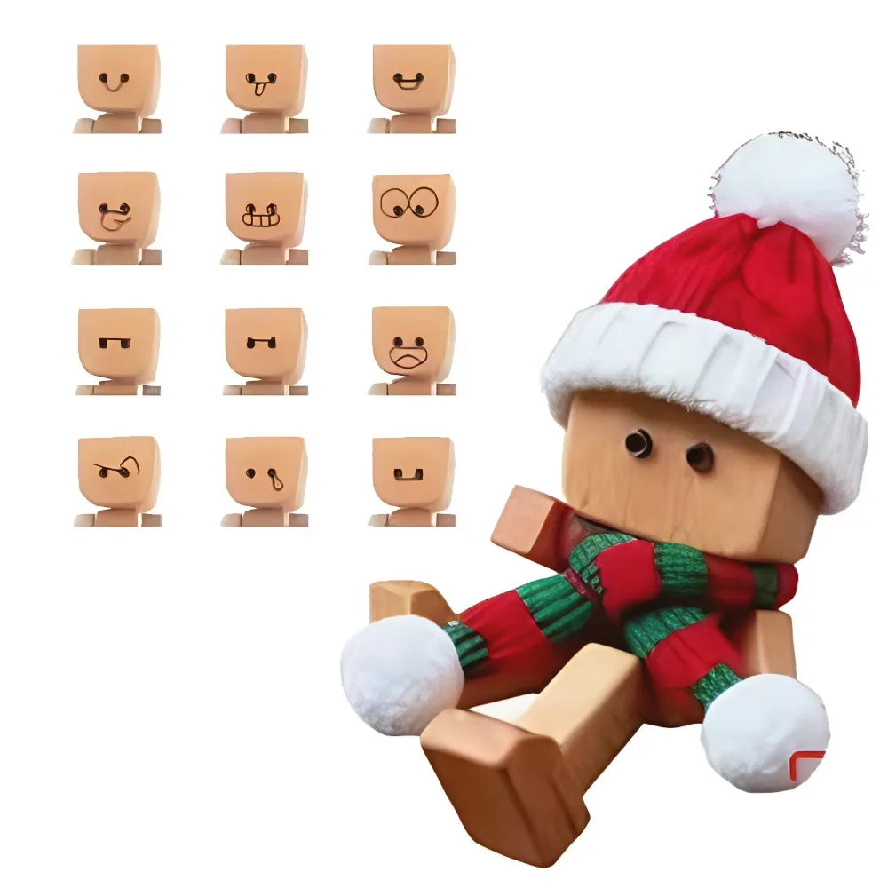 Mini Christmas Shaking Wooden Man Leg-swinging Magnetic Figurine Cute Zpaxo Style B