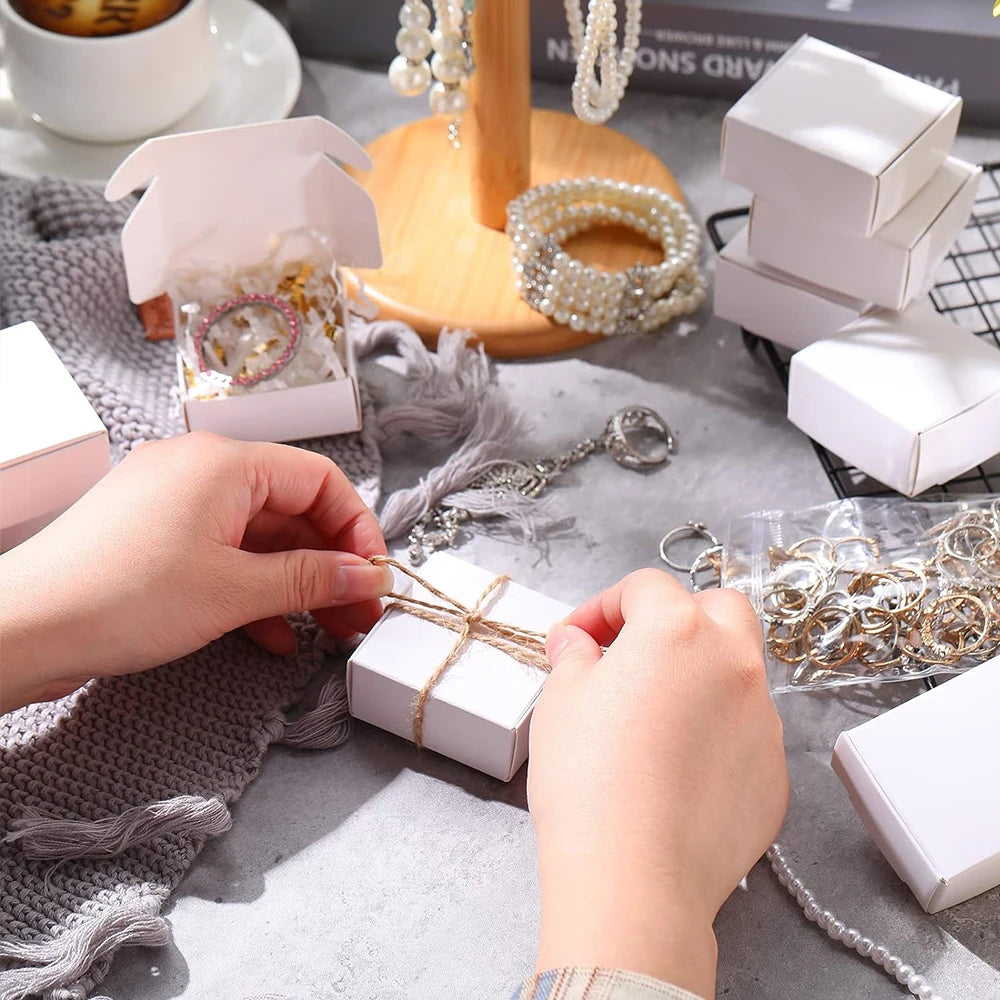 10Pcs Small Kraft Paper Gift Boxes 2.16'' x 2.16'' x 0.98'' for Ornaments Earring Jewelry Wrapping Packaging Cardboard Boxes Zpaxo
