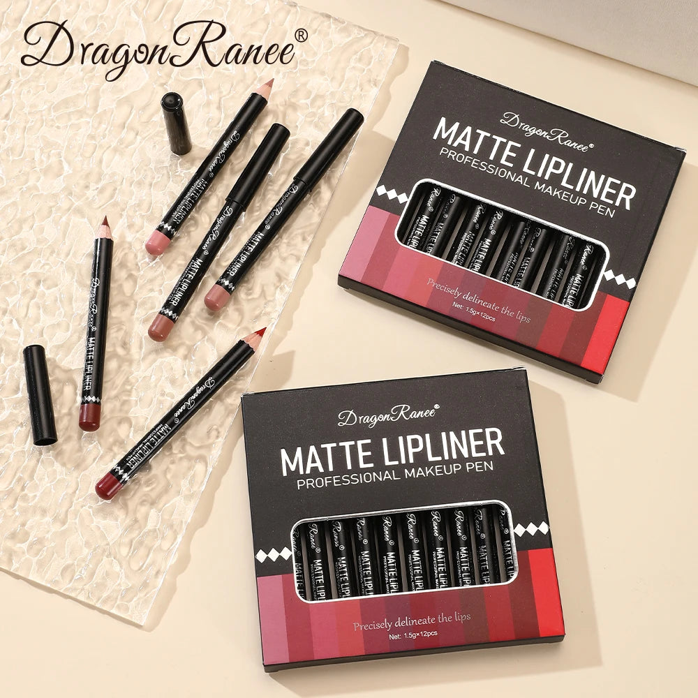 12-Piece Lip Liner Set Velvet Matte Non-Stick Cup Lipstick Waterproof and Sweat-Proof Whitening Autumn and Winter Lip Liner Set Zpaxo