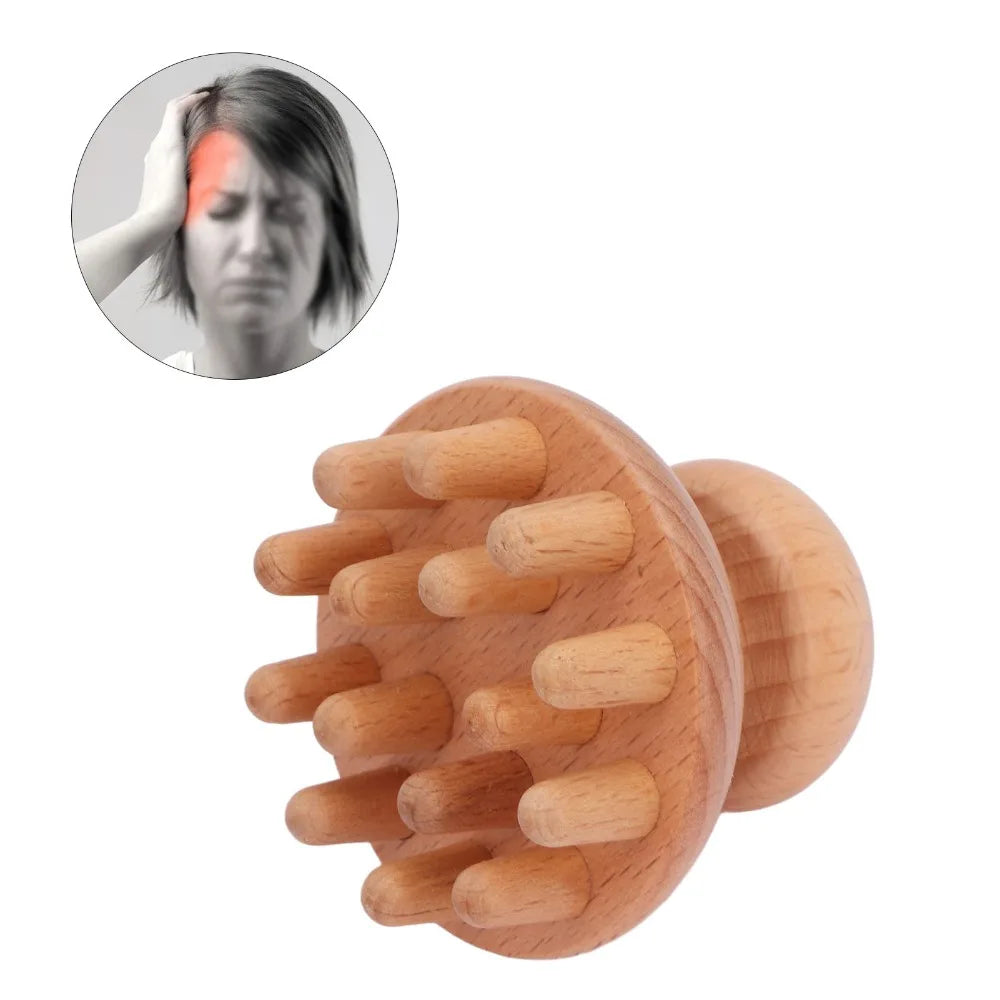Wooden Material Wood Mushroom Massager Shape Ergonomic Handle Massage Zpaxo