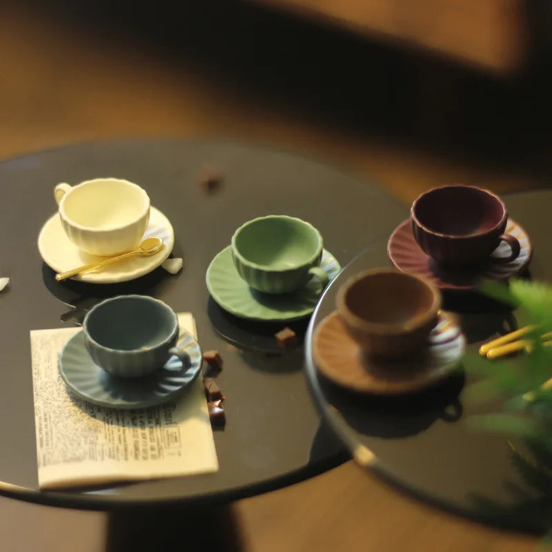Miniature Coffee Set – Cup, Saucer & Spoon | 1:12 Dollhouse
