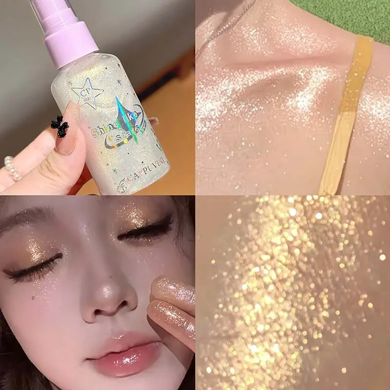 Pearlescent Glitter Spray Shimmer Oil Lasting Shine Champagne Contour
