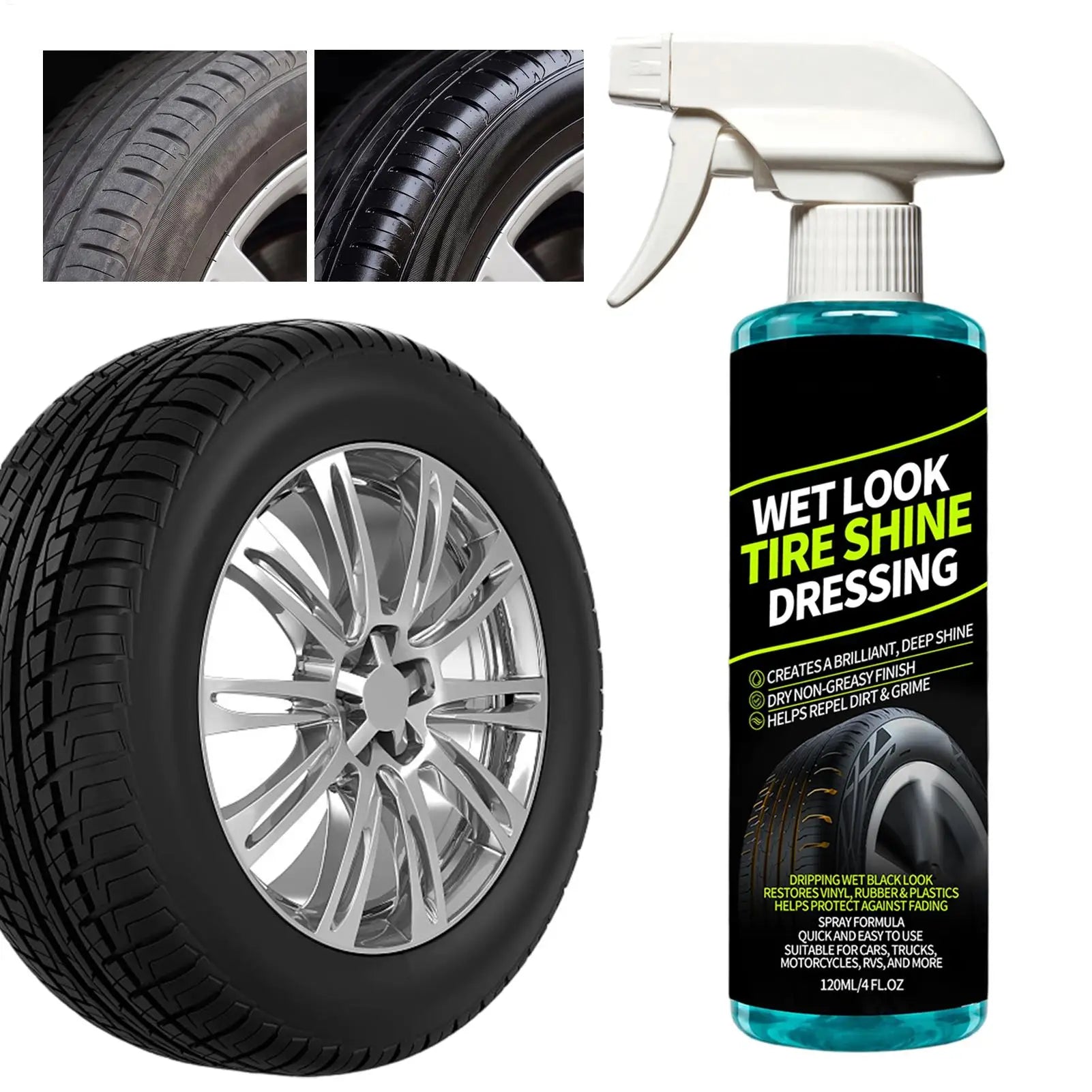Tire Shine Spray Long Lasting Coating Dressing Rubber Restorer