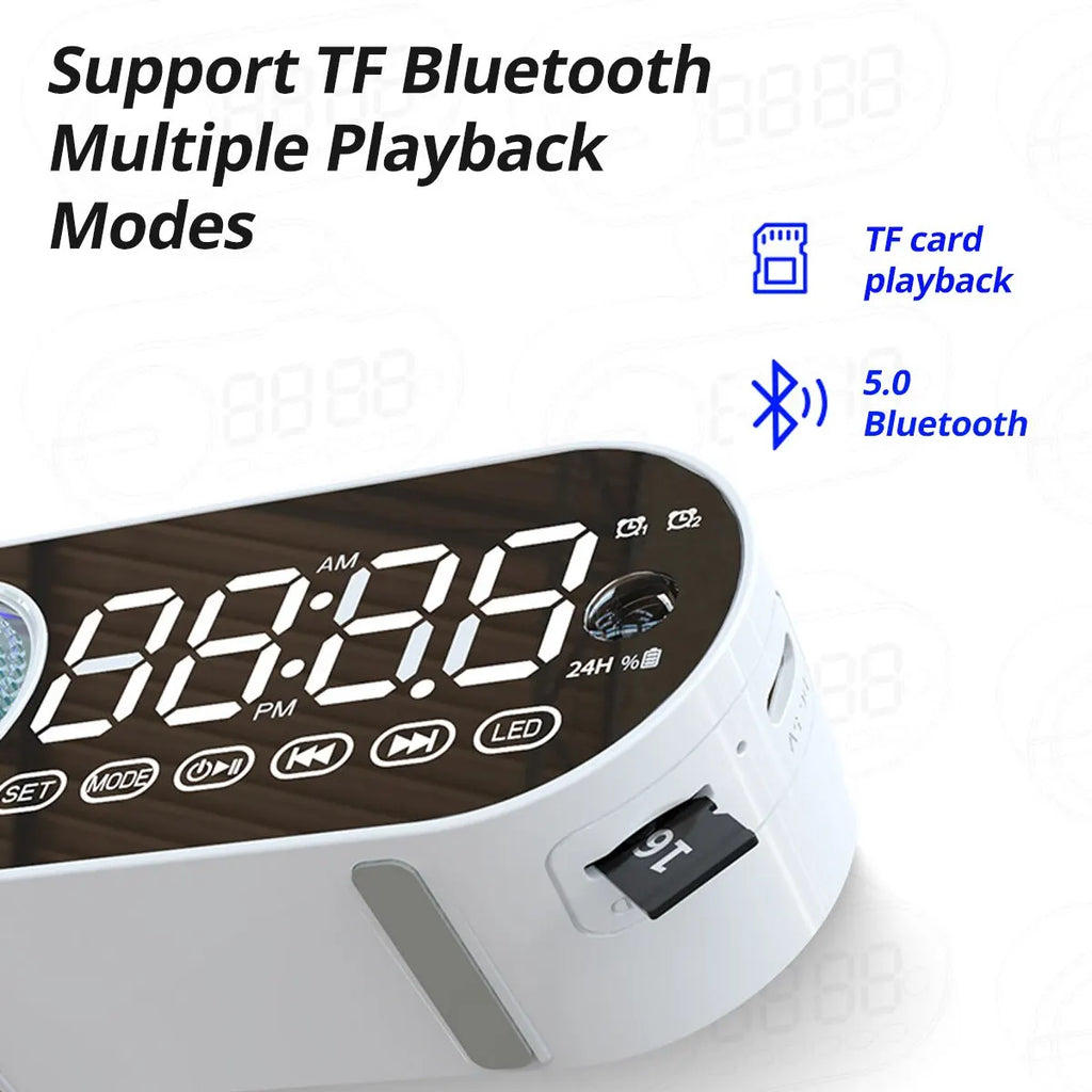 USB Charging Radio Alarm Clock RGB Portable Bluetooth Speaker FM Large Display Mute Mirror Digital Bedroom Room Office Decktops Zpaxo
