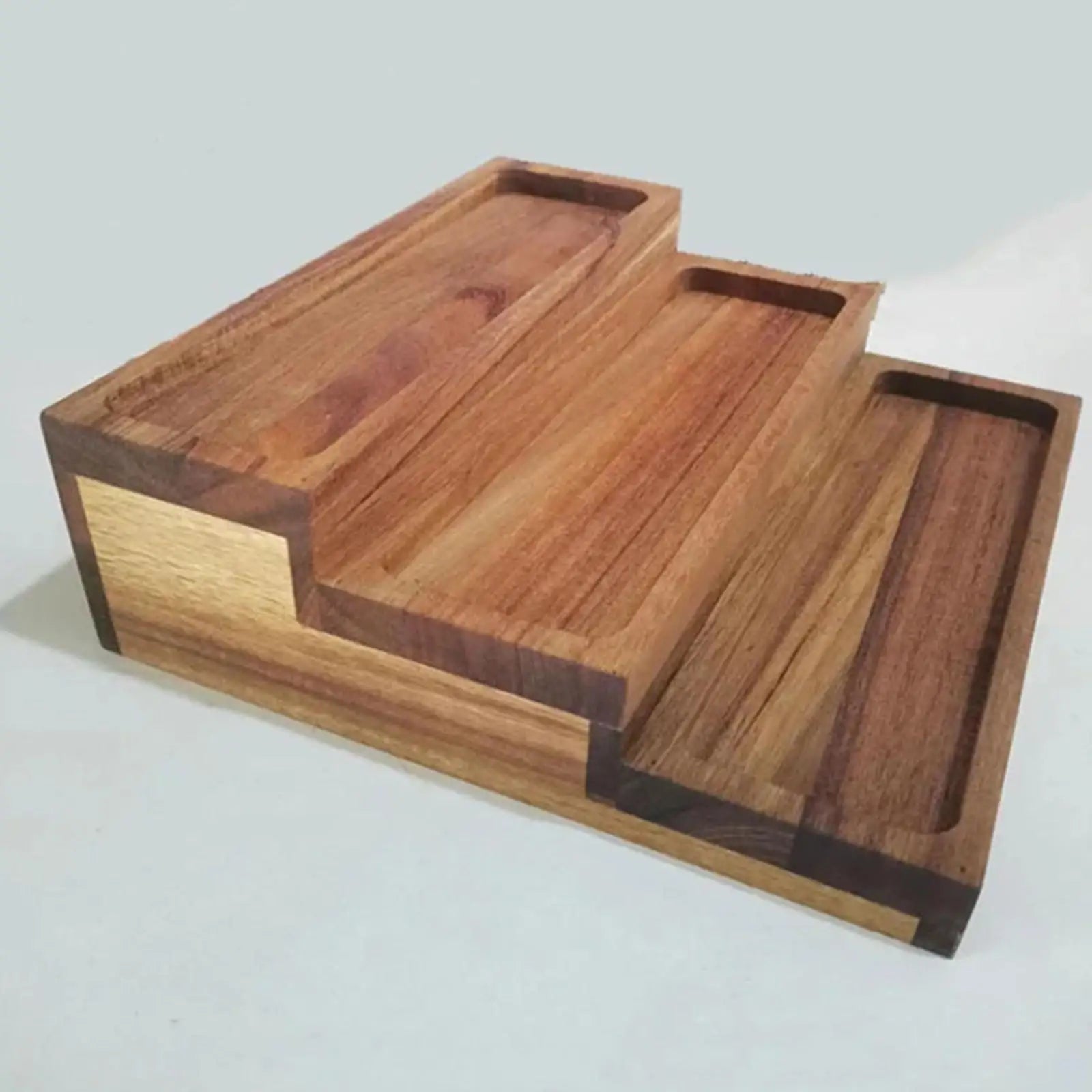 3 Bamboo Tier Spice Rack Wood Step Shelf Pantry Cabinet Seasonings Zpaxo