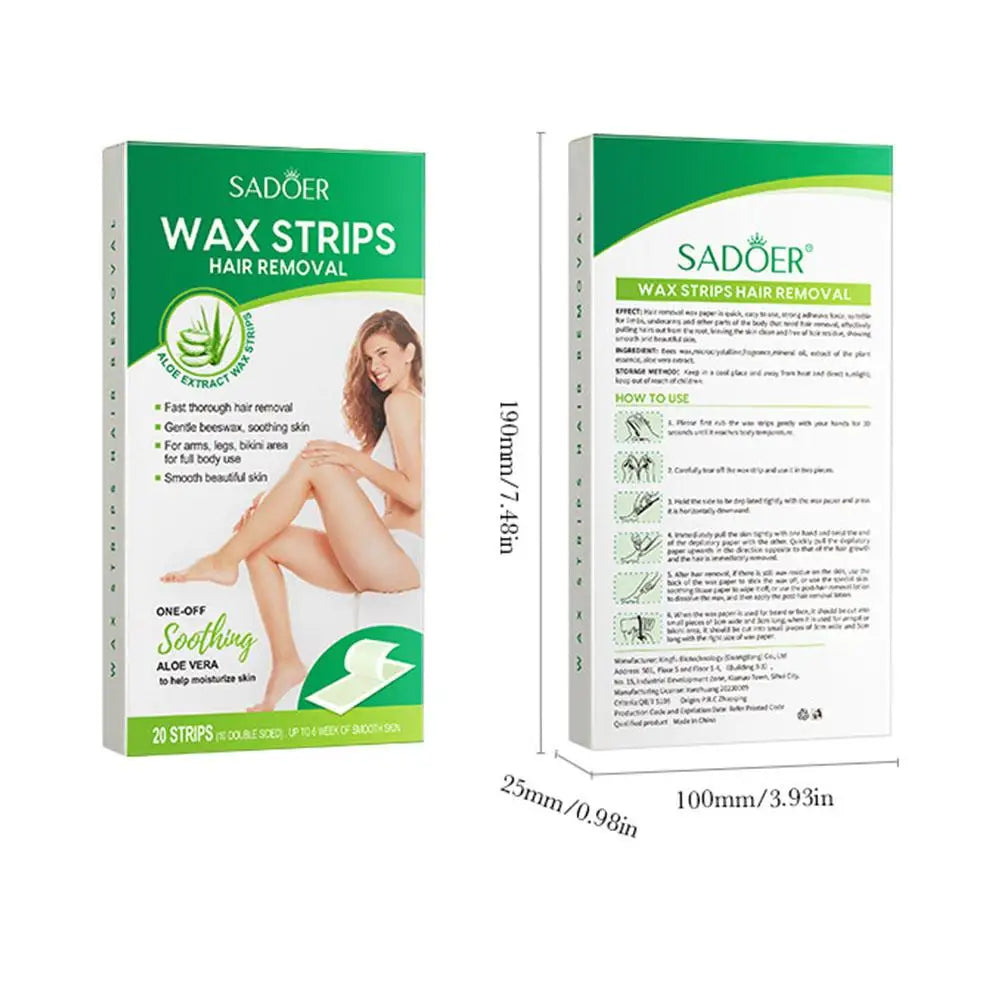 20PCS Aloe Vera Hair Removal Wax Strips – Face, Body & Legs Hair Removal Wax Strips Zpaxo