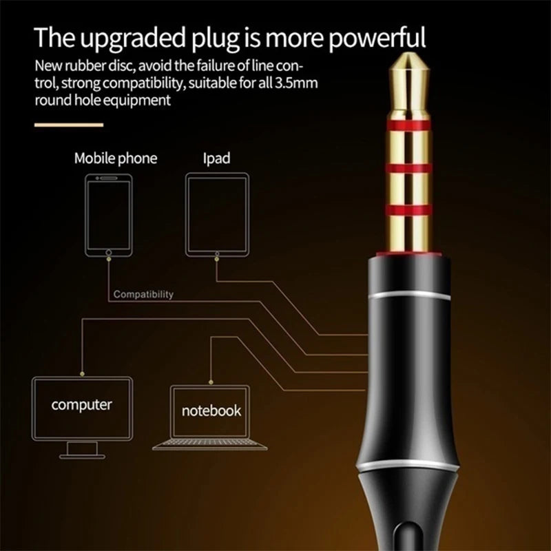 3.5mm Wired Headphone Noise Canceling In-Ear Sport Earphone Bass Stereo Gaming Headset HiFi Stereo Music Earbuds With Mic For PC Zpaxo