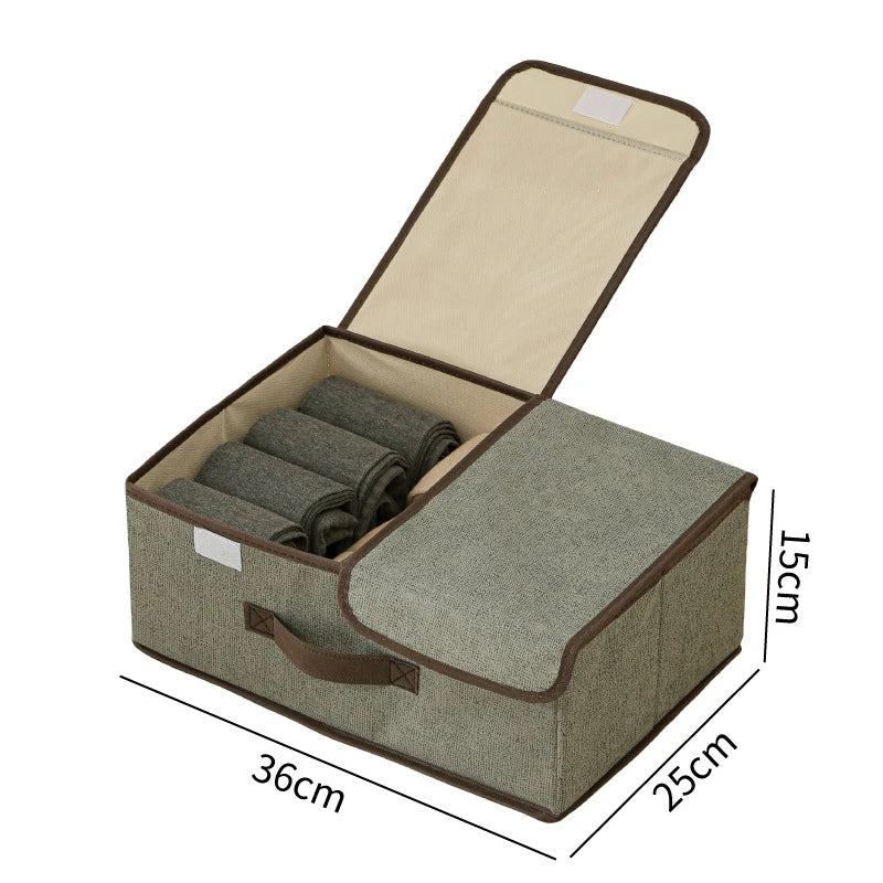 Foldable Clothes Storage Box Household Fabric Organizer With Lid Dustproof Multifunctional Clothing Pants Container For Wardrobe Zpaxo M Gray
