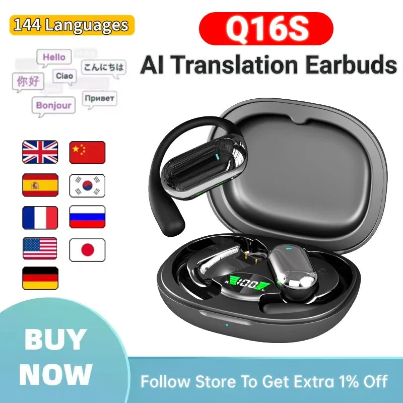 AI Translator Earbuds Real-time Voice 144 Languages Instant