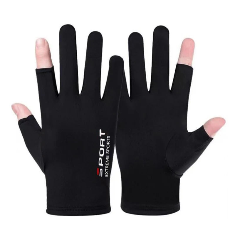 1 Pair Summer Breathable Men's Gloves Ice Silk Sun Proction Zpaxo Black