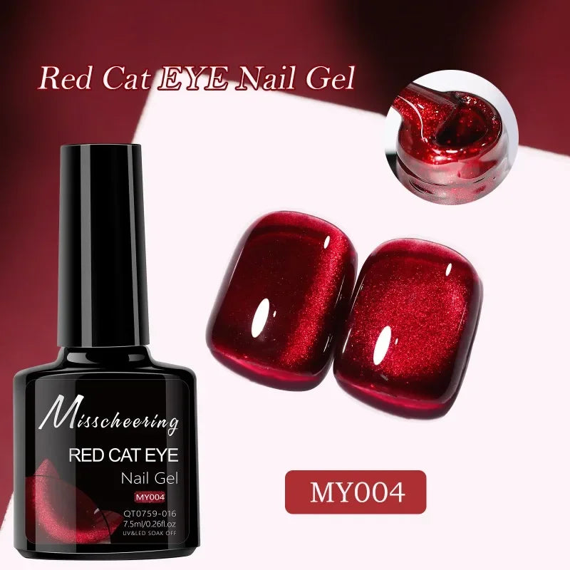 Red Ruby Cat Eye Magnetic Gel Nail Polish Cherry Art DIY Sparking