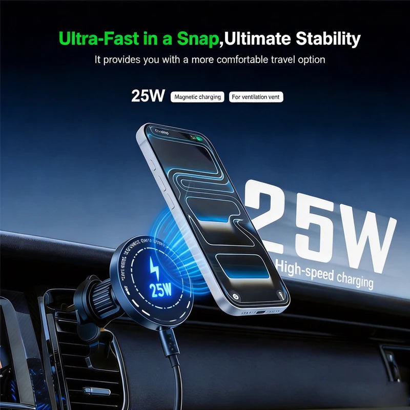 UYUXIO 25W Ultra Fast Charging Magnet Wireless Car Charger Cooling