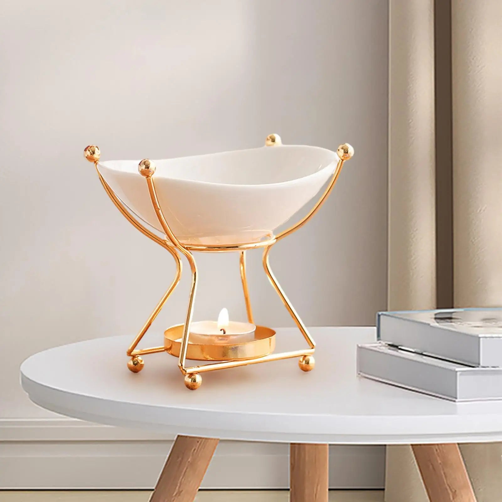 Iron Frame Ceramic Essential Oil & Wax Melt Burner – Aroma Warmer Aroma Oil Burner Zpaxo Golden