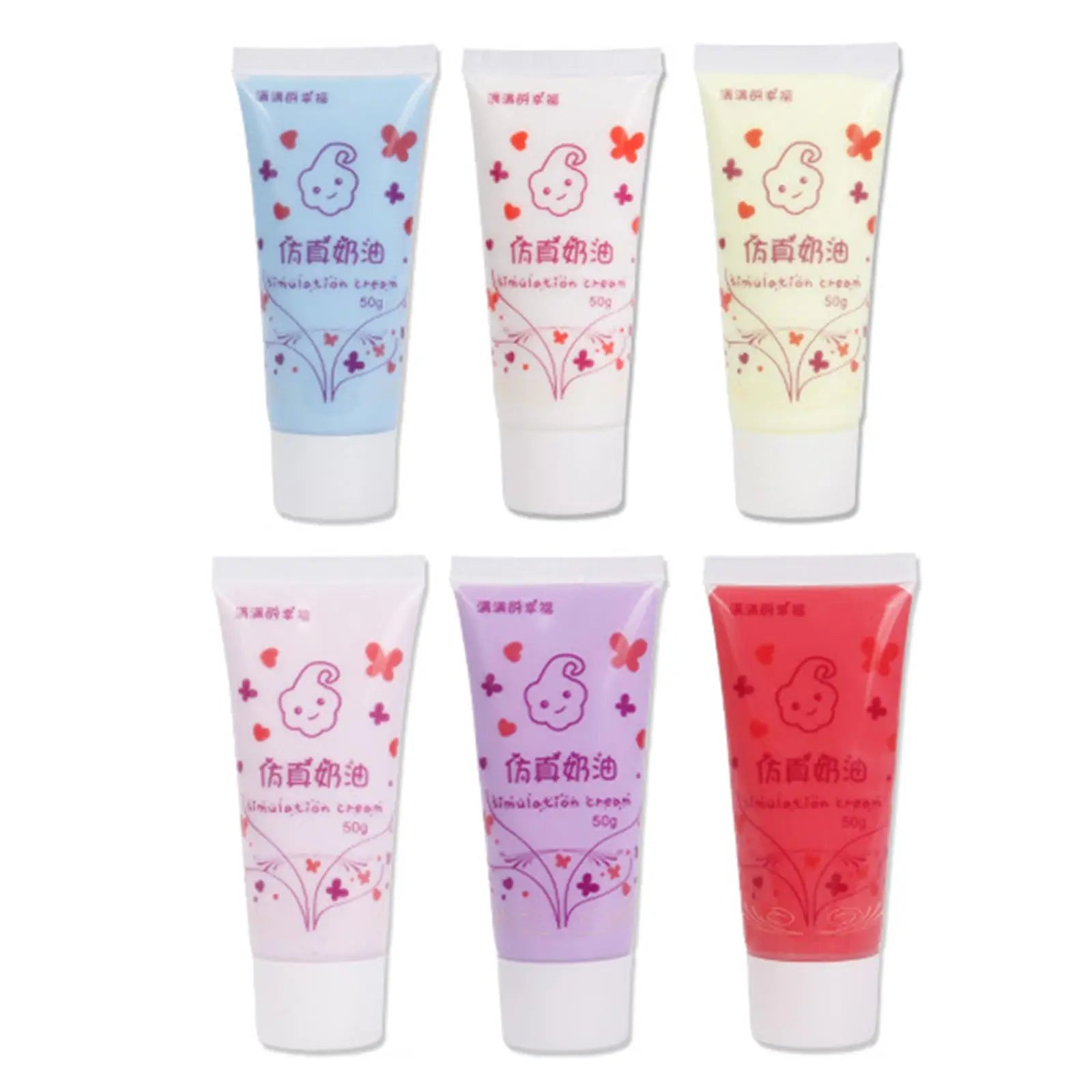 6x Cream Clay Glues DIY Phone Case Cream Adhesive Simulation Whipped Cream Glue Set Handmade for Mirror Jewelry Making Crafting Zpaxo Style A