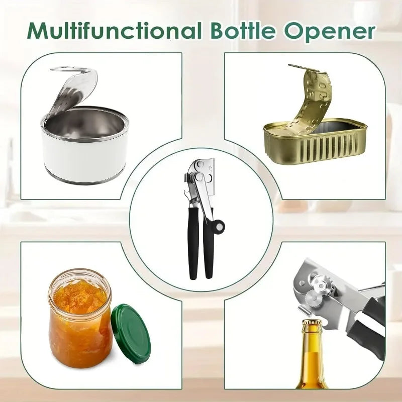 Zpaxo Heavy-Duty Stainless Steel Manual Can & Bottle Opener