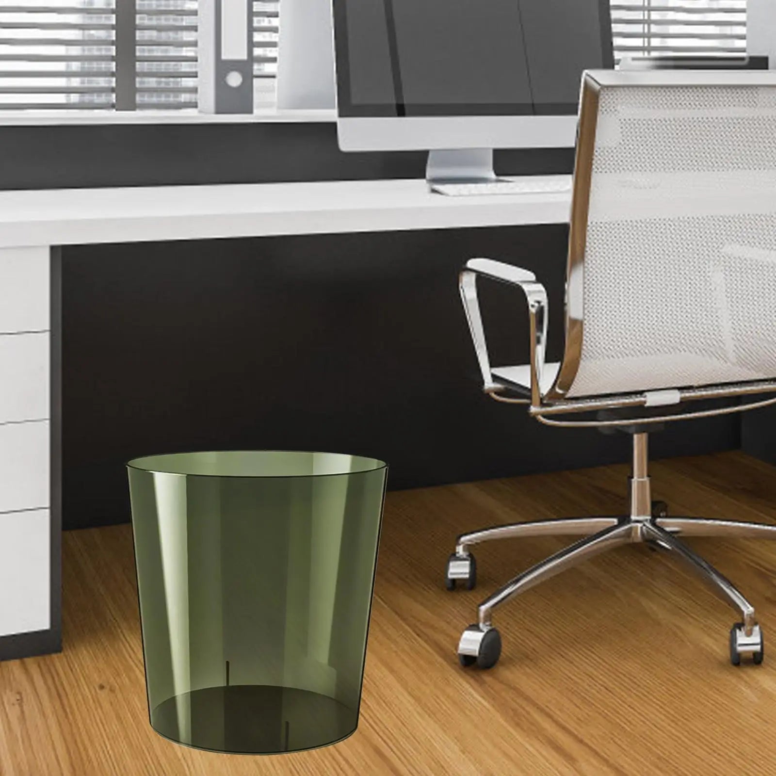 Waste Paper Bin Rubbish Bin Clear Round Dustbin Trash Can for Dressing Table Office Bedroom Kids Room Zpaxo Green S