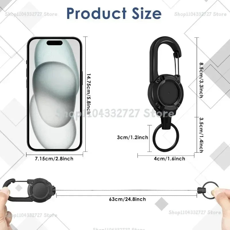 Extendable Retractable Holders KeyChain Carabiner Holder Heavy Duty Clip with Carabiner Key Chain Spring Key Ring Outdoor Tool Zpaxo