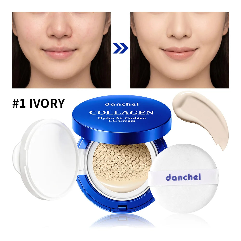 Collagen Hydro Air Cushion CC Cream Long Lasting Hydration Concealer Natural Dewy Finish Makeup Base Zpaxo