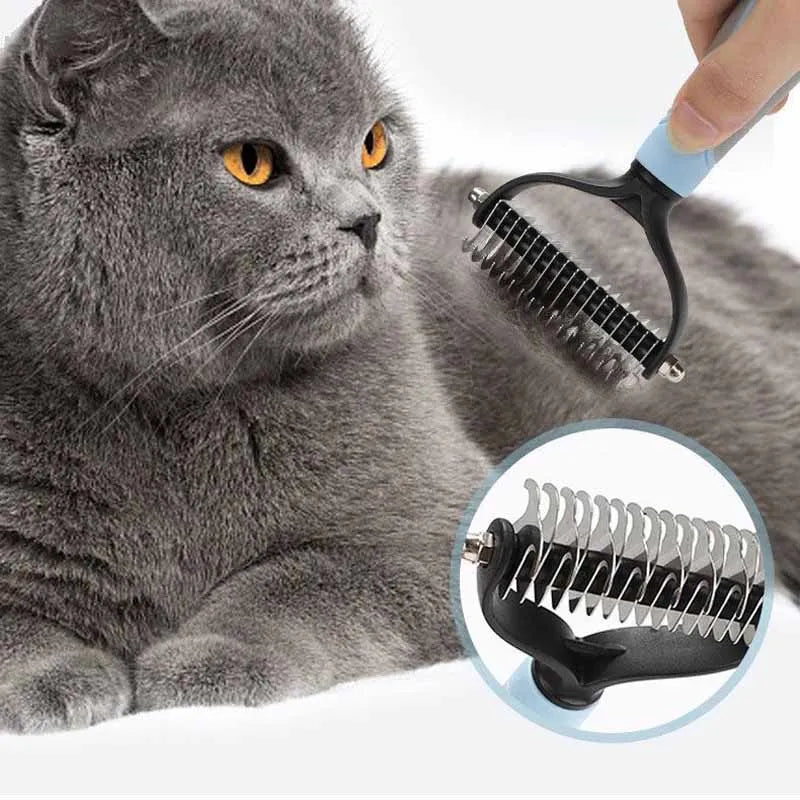 2-in-1 Cat & Dog Grooming Brush – Knot Cutter & Shedding Comb